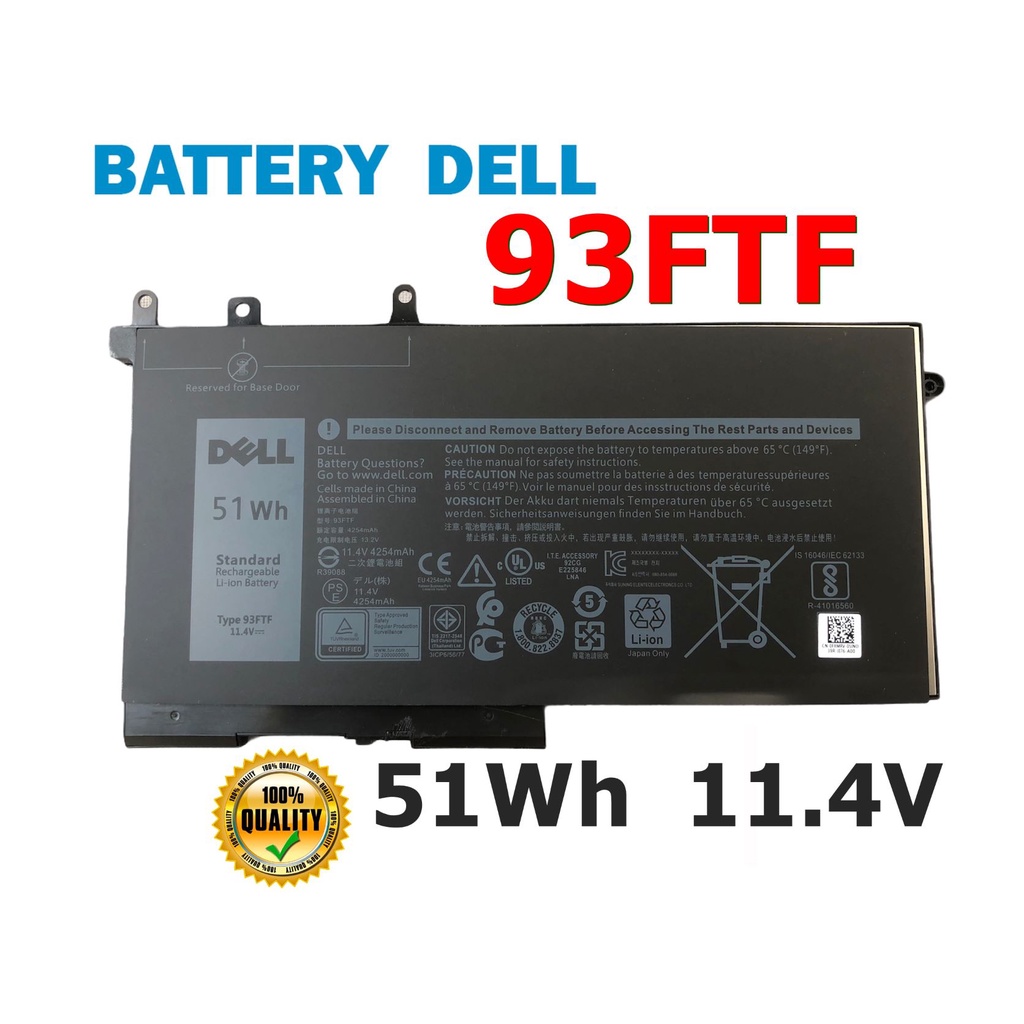 Dell แบตเตอรี่ 93ftf สำหรับ Latitude 5280 5480 5580 5290 5490 5590 Series Dell Battery 8383