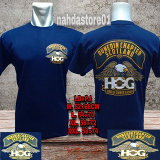 เสื้อยืดแขนสั้น พิมพ์ลาย Harleydavidson HOG DUNEDIN สีฟ้า