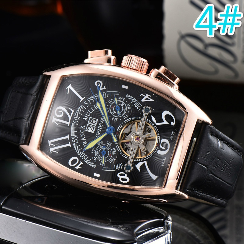 Franck-muller ใหม่ นาฬิกาข้อมืออัตโนมัติ สายหนัง ปฏิทิน สไตล์นักธุรกิจ หรูหรา สําหรับผู้ชาย