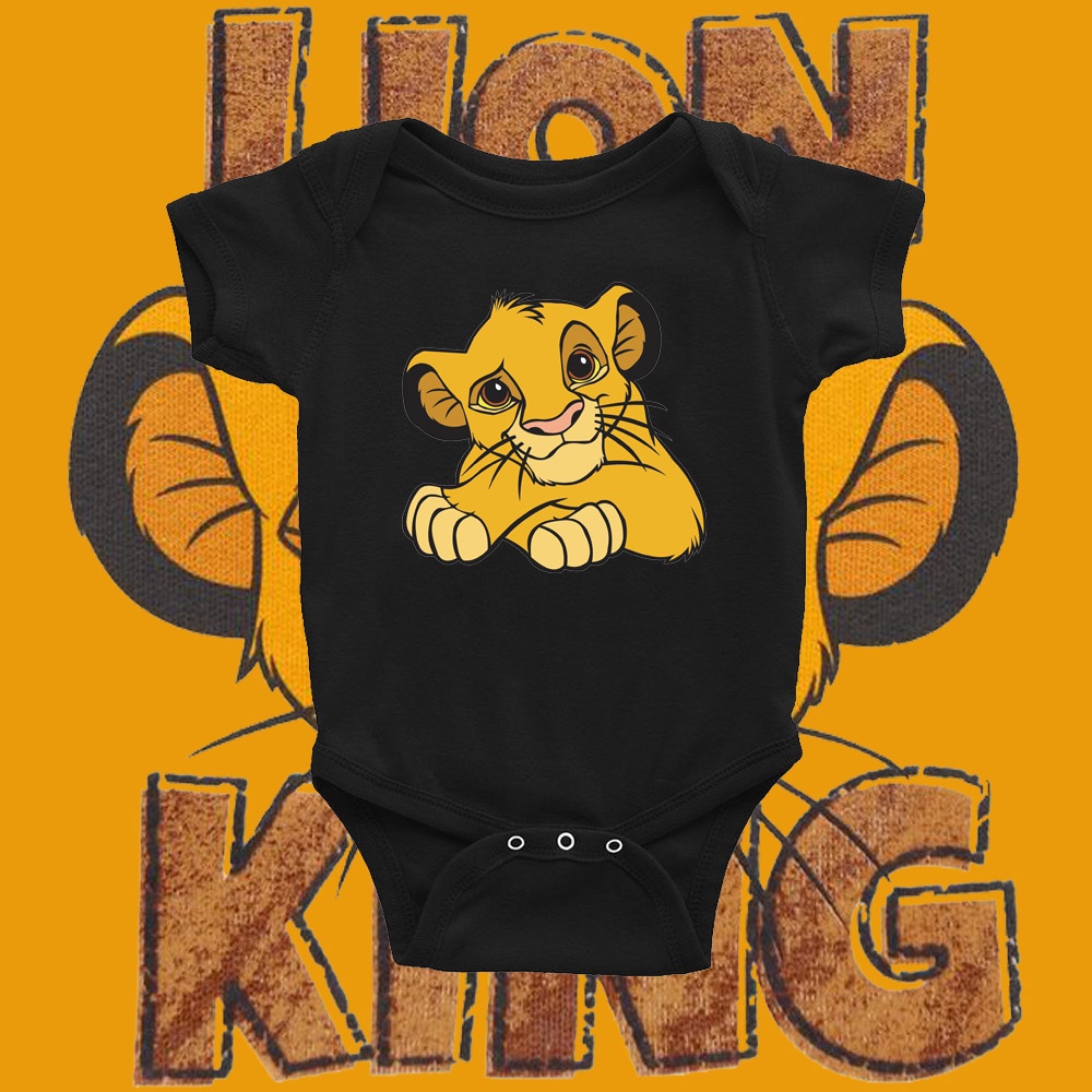 ชุดรอมเปอร์ แขนสั้น ลายการ์ตูนสิงโต King Kawaii Simba แฟชั่นสําหรับเด็กทารกแรกเกิด