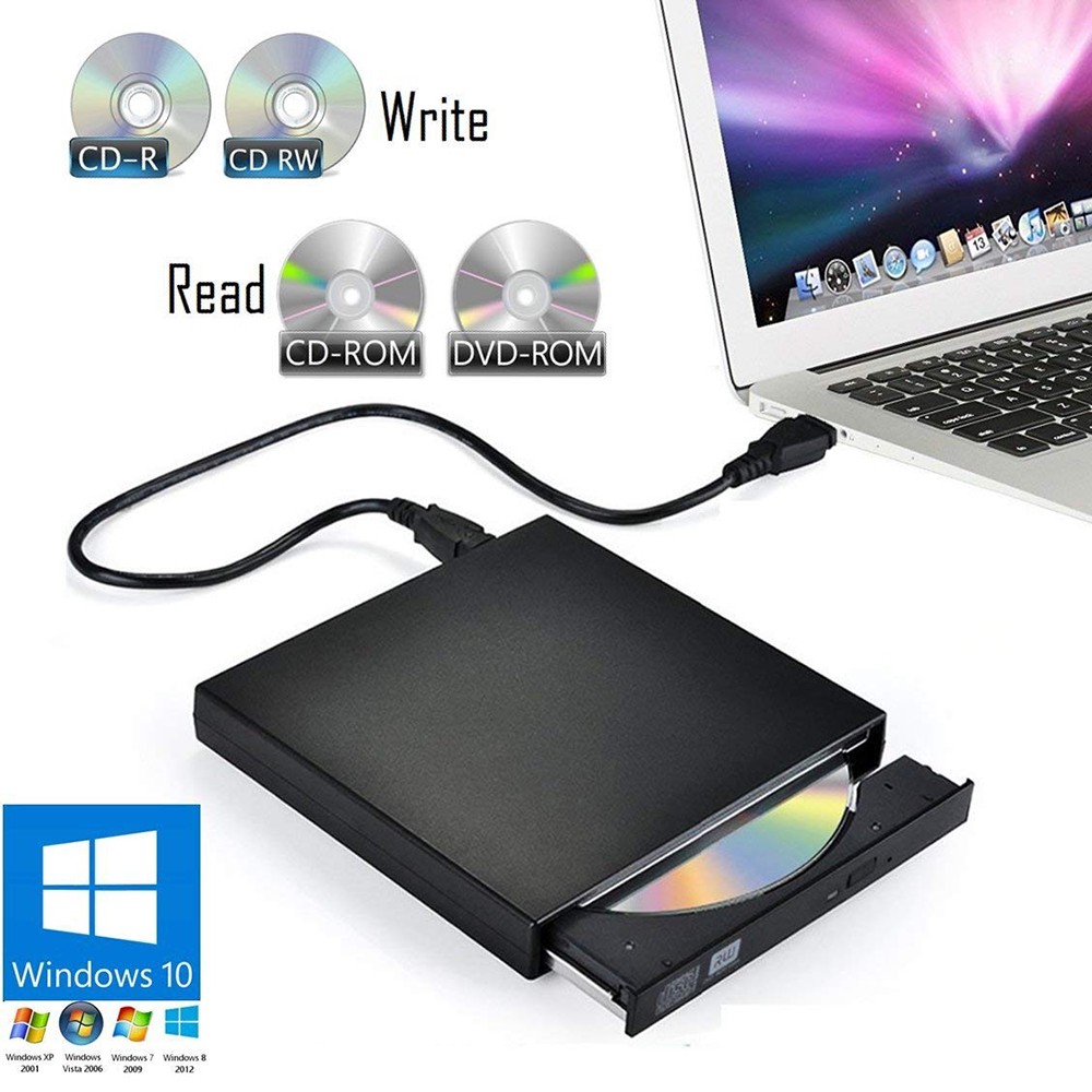 ◈❂✑Portable External USB DVD-ROM Drive Player & CD-R/RW Writer Burner for Laptop PC Notebook