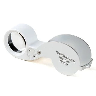 40X25 มิลลิเมตรแก้ว Jeweler แว่นขยายแว่นขยายเครื่องประดับแว่นตา Loupe ในตัวไฟ LED
