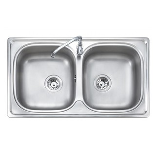 Embedded sink BUILT-IN SINK 2B MEX DLS86B STAINLESS STEEL Sink device Kitchen equipment อ่างล้างจานฝัง ซิงค์ฝัง 2หลุม ME