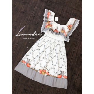 Lavender By Widelia@Real Size L Dress เดรสแขนกุด ชุดนี้แต่งระบายช่วงปกเก๋ น่ารักโดดเด่นมาแต่ไกล