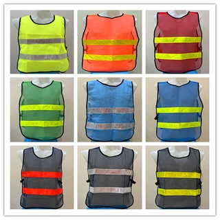 Reflective Vest、ความปลอดภัยเสื้อกั๊กสะท้อนแสงสูงสะท้อนแสงเพื่อความปลอดภัยเสื้อกั๊ก มีแถบสะท้อนแสงสองแถบที่ด้านหน้าและด้า