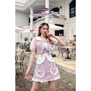 BLT BRAND การันตีเสื้อผ้าแบรนด์แท้ มินิเดรสสายเดี่ยวสีชมพูพร้อมเสื้อคลุม 𝗟𝗮𝘃𝗲𝗻𝗱𝗲𝗿 𝗗𝗮𝘆