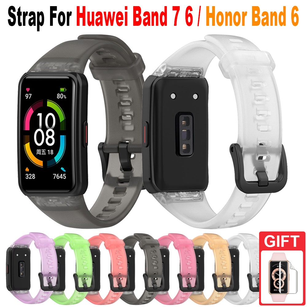 สายนาฬิกาข้อมือซิลิโคน แบบใส อุปกรณ์เสริม สําหรับ Huawei Band 6 7 / Honor Band 7 6