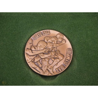 Japan Vintage TOKYO 1964 Olympics Memorial Copper Medal by Olympic Fund Raising พร้อมกล่อง