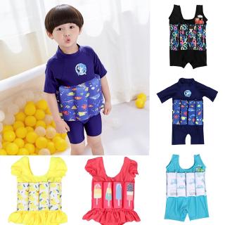 2-7 Yrs Kids Cartoon One-piece Swimsuit Baby Boys Girls Summer Float Suit Adjustable Buoyancy Swimsuit