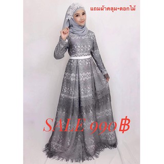 Dress Muslim BD018 ชุดอิสลาม สวยๆ เดรสมุสลิม ชุดเดรสอิสลาม พร้อมผ้าคลุม ชุดรายอมุสลิม แฟชั่นมุสลิม เสื้อผ้ามุสลิม อะบายา