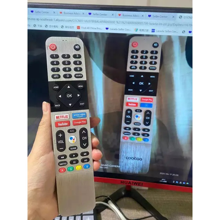 HS-8902 Coocaa Skyworth AI รีโมทคอนโทรลสําหรับ (55UB7500 และ 65UB7500) พร้อม Netflix Google Play YouTube Browser และ Voice Assistant