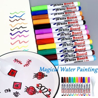 12สี🖍ปากกาสีลอยน้ำDIY🖍แถมช้อนเซรามิค