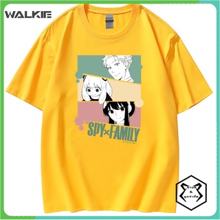 คอตต้อนคอกลมWalkie เสื้อยืดลําลอง แขนสั้น พิมพ์ลายกราฟฟิคอนิเมะ Spy X Family Kawaii Anya Forger สไตล์ญี่ปุ่น สําหรับผู้ช