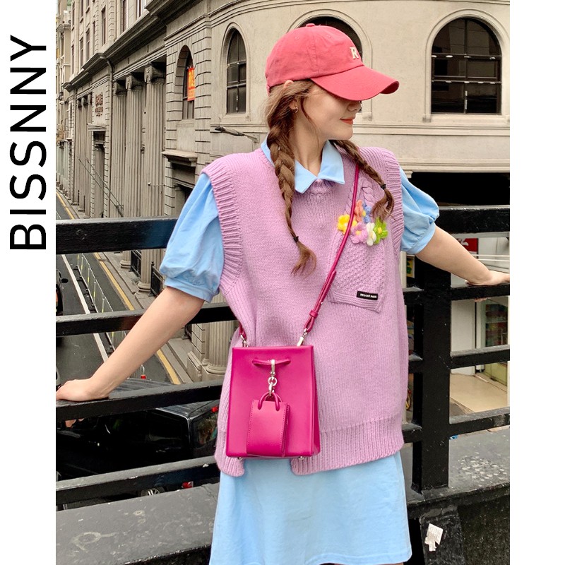 BISSNNY ออกแบบดั้งเดิมกระเป๋าหญิงเว็บไซต์อย่างเป็นทางการของแท้กระเป๋าสะพายไหล่คริลิคแบบพกพาโซ่ Bao ออกแบบ Xiaozhong