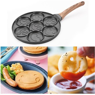 Non-Stick กระทะแพนเค้กยิ้ม Pancake Griddle กระทะทำแพนเค้ก 7 หลุม สินค้าพร้อมส่ง