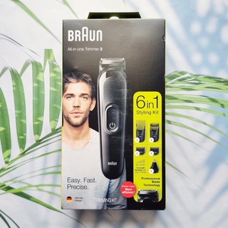 (Braun®) All-in-One trimmer 3 Styling Kit 6-in-1 Model MGK3220 เครื่องโกนหนวด แบบชาร์จได้ สำหรับขนบนใบหน้า ผม และร่างกาย