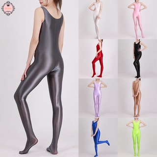 Women Sexy Oil Sheer Shiny Glossy Wet Rompers Jumpsuit Leotard Bodysuit Playsuit