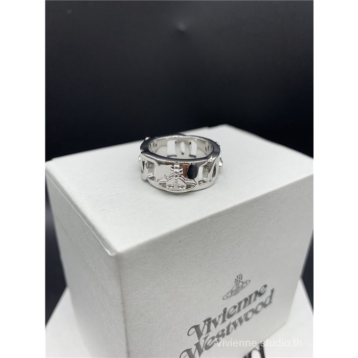 Vivienne Classic Silver Wide Face Saturn Ring&-&