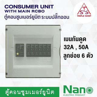 ตู้คอนซูมเมอร์ปลั๊กออน NANO Plus 6 ช่อง กันดูด RCBO ตู้ควบคุมไฟ คอนซูมเมอร์ ตู้กันดูด ตู้ควบคุมไฟ ตู้ไฟ เมนกันดูด