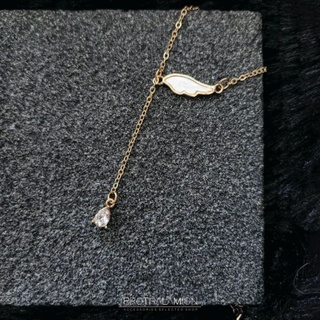 Wing with Diamond Necklace : สร้อยคอ ปีก สีขาว จี้เพชร