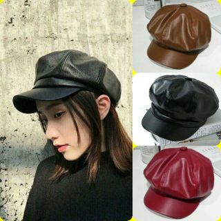 🇹🇭ส่งจากไทย🇹🇭 หมวกทรงฟักทองหนัง PU