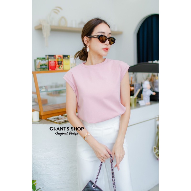 Gi-ants​ เสื้อยืดคอกลมแขนเต่อในตัว แต่งขอบแขนแบบแต่งขอบ​ CARDIGAN_NISTA (GIA6F)