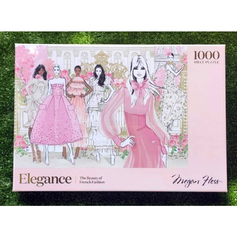จิ๊กซอว์ 1000 ชิ้น Elegance The Beauty of French Fashion โดย Megan Hess ใหม่ พร้อมส่ง jigsaw puzzle ชมพู สวย หวาน