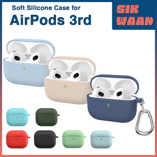 เคสซิลิโคน สีพื้น พร้อมคาราบิเนอร์ สําหรับ Airpods 3 &amp; Airpods Pro