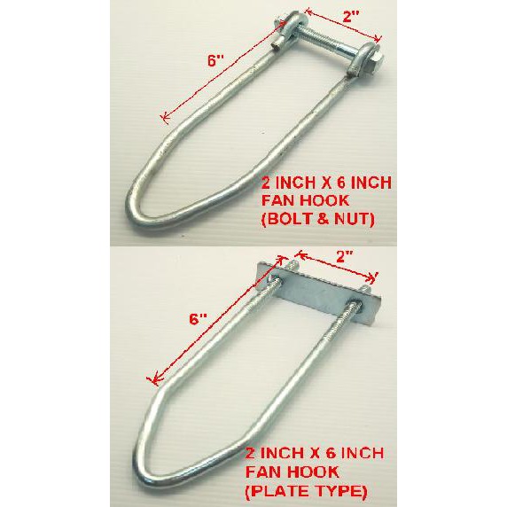 2 X 6 INCH FAN HOOK (BOLT+NUT TYPE / ประเภทจาน)