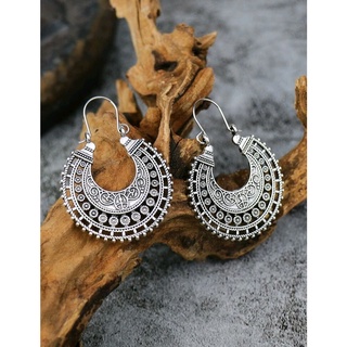 ต่างหูแฟชั่น ต่างหูโบฮีเมียน (ส่งจากไทย) Vintage Hollow Out Earrings  ( Antique Silver)