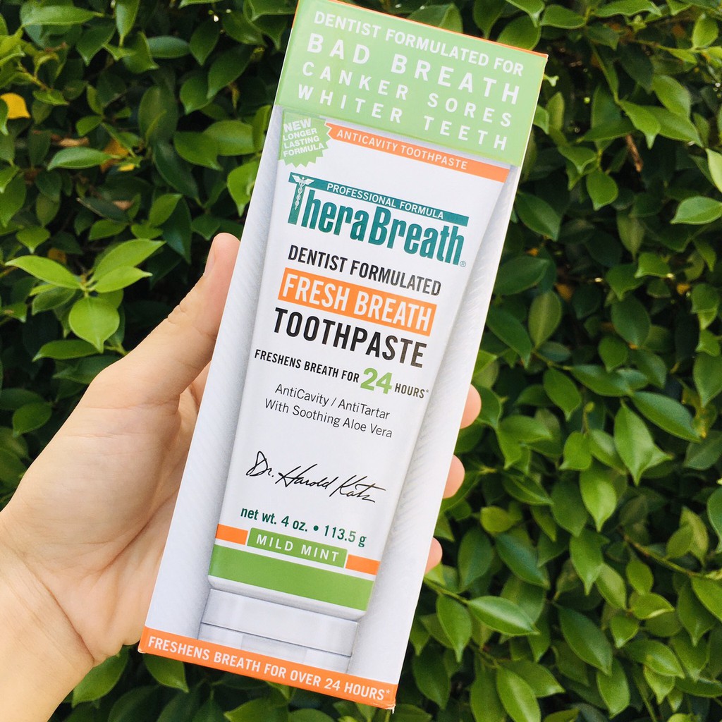 ยาสีฟันลดกลิ่นปากรสมิ้นต์ TheraBreath® Fresh Breath Toothpaste, Mild Mint Flavor 113.5G