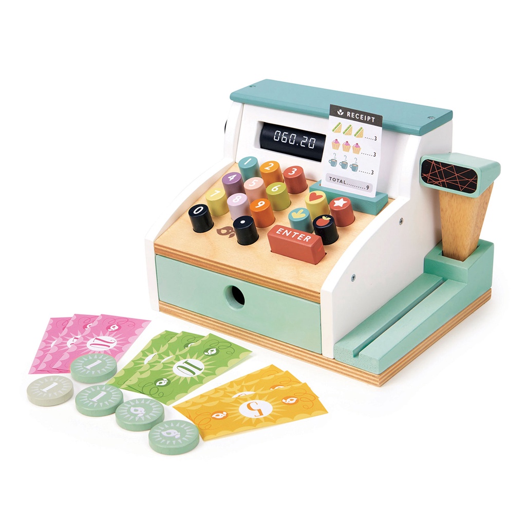 Tender Leaf Toys ของเล่นไม้ ของเล่นบทบาทสมมติ เครื่องคิดเงินสุดไฮเทค General Stores Till