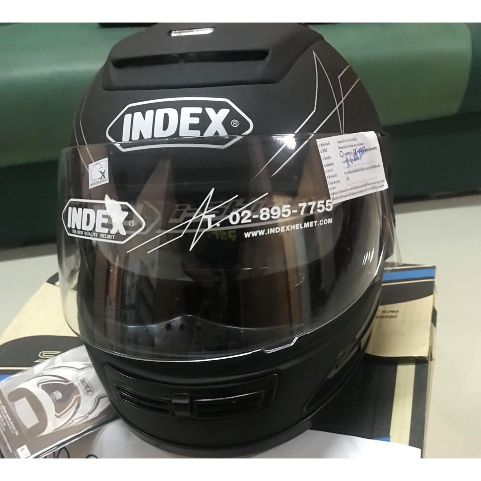 INDEX หมวกกันน็อคเต็มใบ รุ่น 811 i-shield  (สีดำด้าน) ไซค์L ของใหม่ หน้ากาก 2 ชั้น พร้อมส่ง พร้อมถุงผ้า