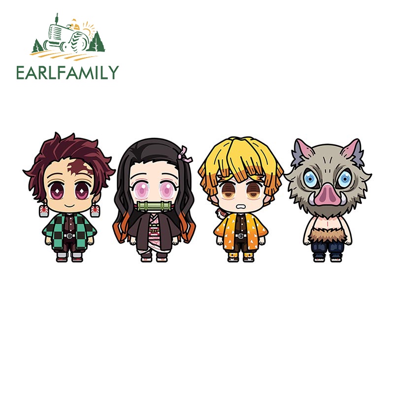 Earlfamily 13 ซม.x 4.9 ซม.สําหรับ Demon Slayer อะนิเมะรถสติกเกอร์รถจักรยานยนต์ Campervan Decal กระจกแล็ปท็อปกันน้ํา