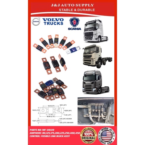 MS-VOLVO FUSIBLE LINK BLOCK ASSY (MAIN FUSE) สําหรับการใช้งานบน: TRUCK VOLVO และ SCANIA