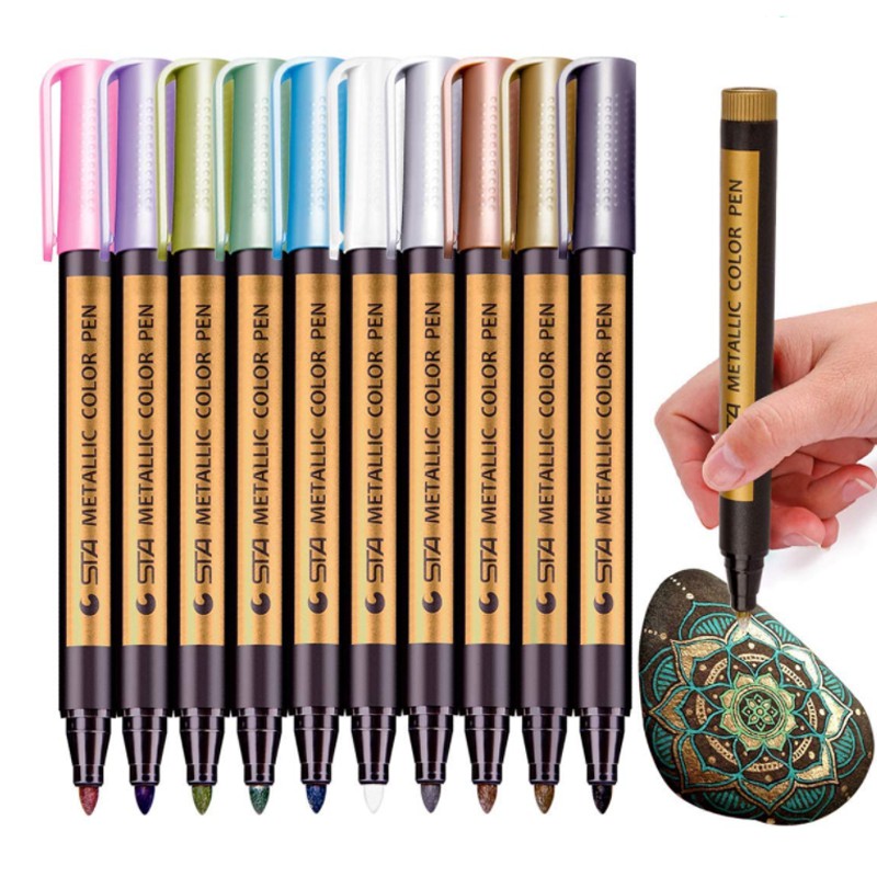 ปากกามาร์กเกอร์ สีเมทัลลิก 10 สี 1 ชิ้น สำหรับ DIY