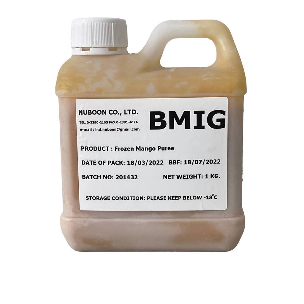 Nuboon น้ำมะม่วงน้ำดอกไม้แช่แข็ง คั้นสด​แท้​จาก​ธรรมชาติ​ไม่มี​สาร​ปรุงแต่ง​ แพค 1 กก. (BMIG)