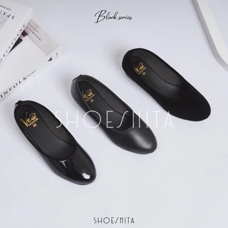 รองเท้าคัชชู ส้นสูง 1.5 นิ้ว รองเท้าคัทชูดำเรียบ ส้นเตารีด ใส่สบาย SHOESNITA *S380