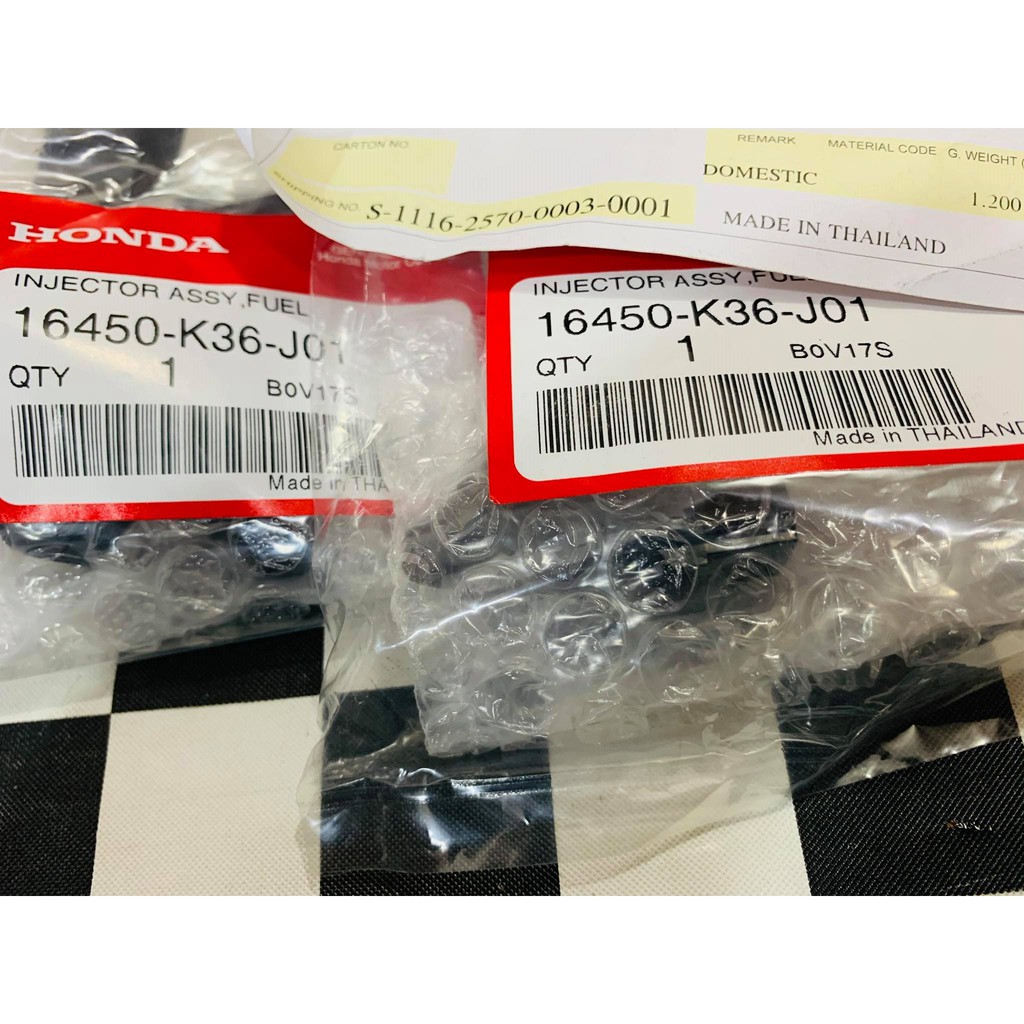 หัวฉีด6รูG #145cc. #เดิมติดรถPCX-150 แท้ศูนย์HONDA(ฮอนด้า) ใช้สำหรับเครื่องยนต์ ที่ต้องการน้ำมันเพิ่มขึ้น (ตอเล็ก)