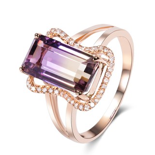 สไตล์ยุโรปและอเมริกาใหม่ Ametrine ทัวร์มาลีนหลากสี Nvjie ชุบทอง 18k Rose Gold กับเพทายเปิดแหวน de2-881