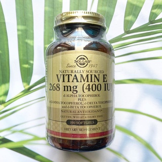 วิตามิน อี Naturally Sourced Vitamin E as d-Alpha Tocopherol 268 mg (400 IU) 100 Softgels (Solgar®) วิตามินอี