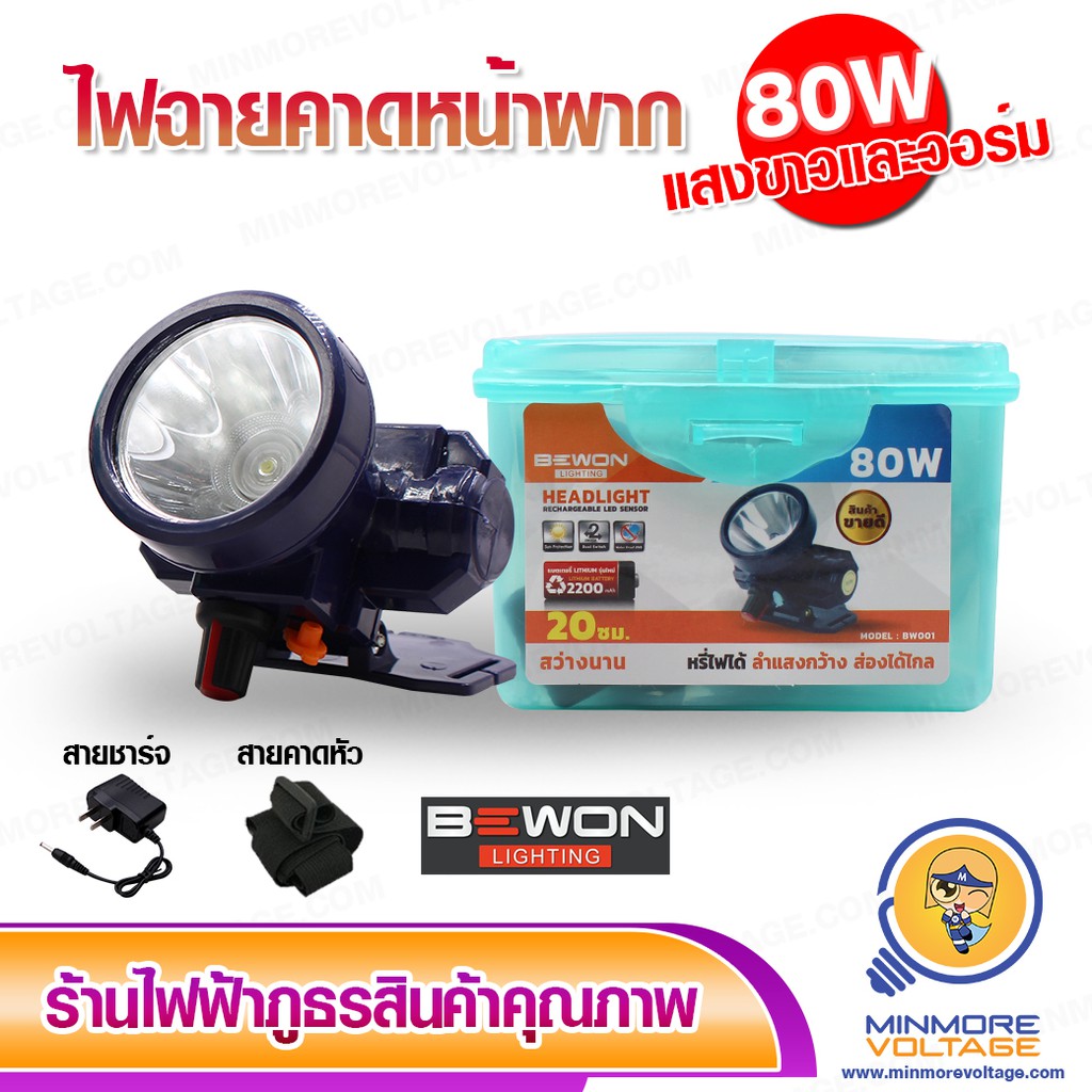 BEWON ไฟฉายคาดหัว LED 80W รุ่น BW-001