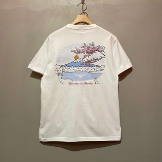 แฟชั่น Beams JAPAN กระดาษโน๊ต ไม่จํากัด Mt. เสื้อยืดแขนสั้น พิมพ์ลายการ์ตูนดอกซากุระ สีชมพู แฟชั่นฤดูร้อน