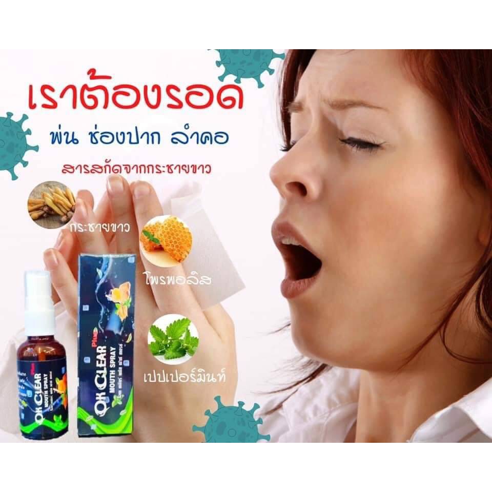 สเปรย์กระชาย OK CLEAR MOUTH SPRAY ใช้ฉีดพ่นในปากละลำคอ