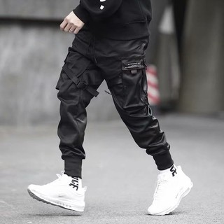 2019 ผู้ชายหลายกระเป๋าฮาเร็มสะโพกป๊อปกางเกงกางเกง Streetwear กางเกงขายาวชายสบาย ๆ แฟชั่นกางเกงคาร์โก้ผู้ชาย