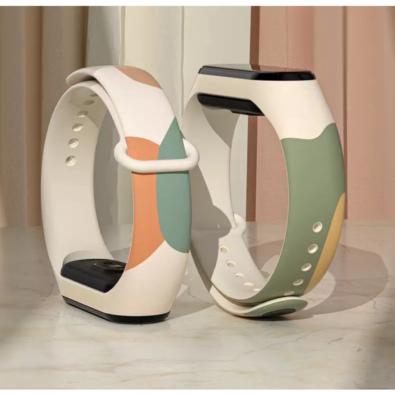 พร้อมส่งจากไทย สายซิลิโคน TPU ลาย Morandi Xiaomi Mi band 7 6 5 4 3 Sport for miband สาย Miband สายสปอร์ต Mi4 Mi5 Mi6 Mi7 #7