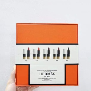 Hermes ตัวอย่างลิปสติกที่ให้ความชุ่มชื้นซาติน 5 ชิ้นกล่องของขวัญ 68/33/21/75/85