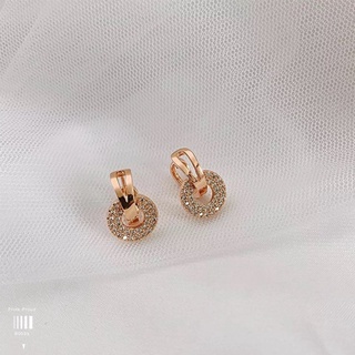 Korean Earrings Korean style ต่างหูทรงกลมฝังเพชร