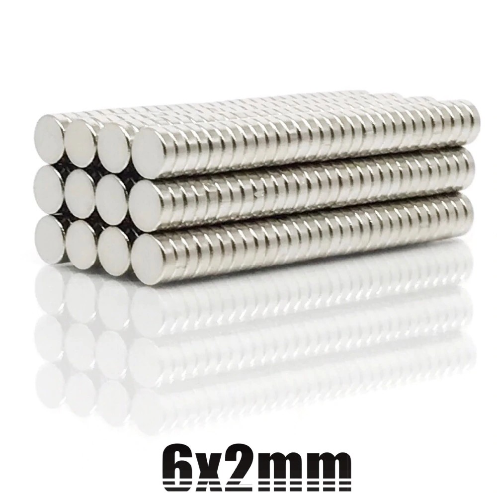 10ชิ้น แม่เหล็กนีโอไดเมียม กลมแบน 6x2มิล Magnet Neodymium 6*2mm แม่เหล็กแรงสูง กลมแบน 6x2mm
