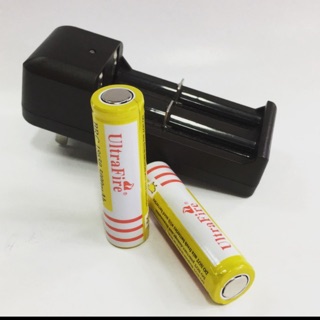 ถ่านชาร์จ18650/3.7V/5000mAh2ก้อนพร้อมแท่นชาร์จคู่1อัน